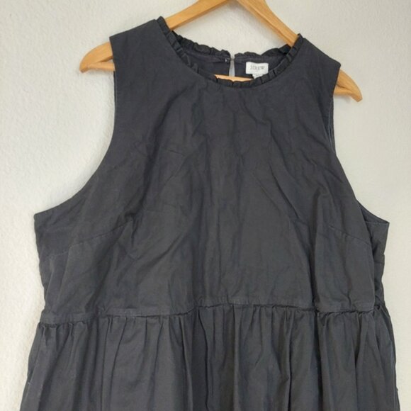 J.Crew Black Sleeveless Tiered Midi Dress With Pockets Size 20 - Picture 2 of 9
